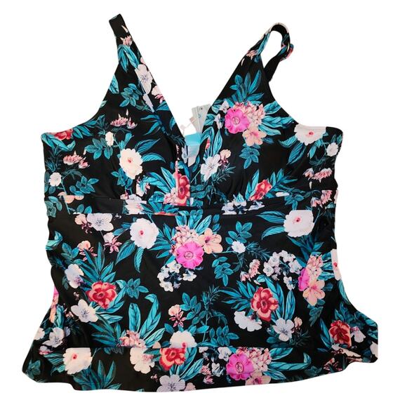 NWT Coastal Blue Swimsuit Top Womens Tankini Plus Size 3x (669) - Picture 1 of 5